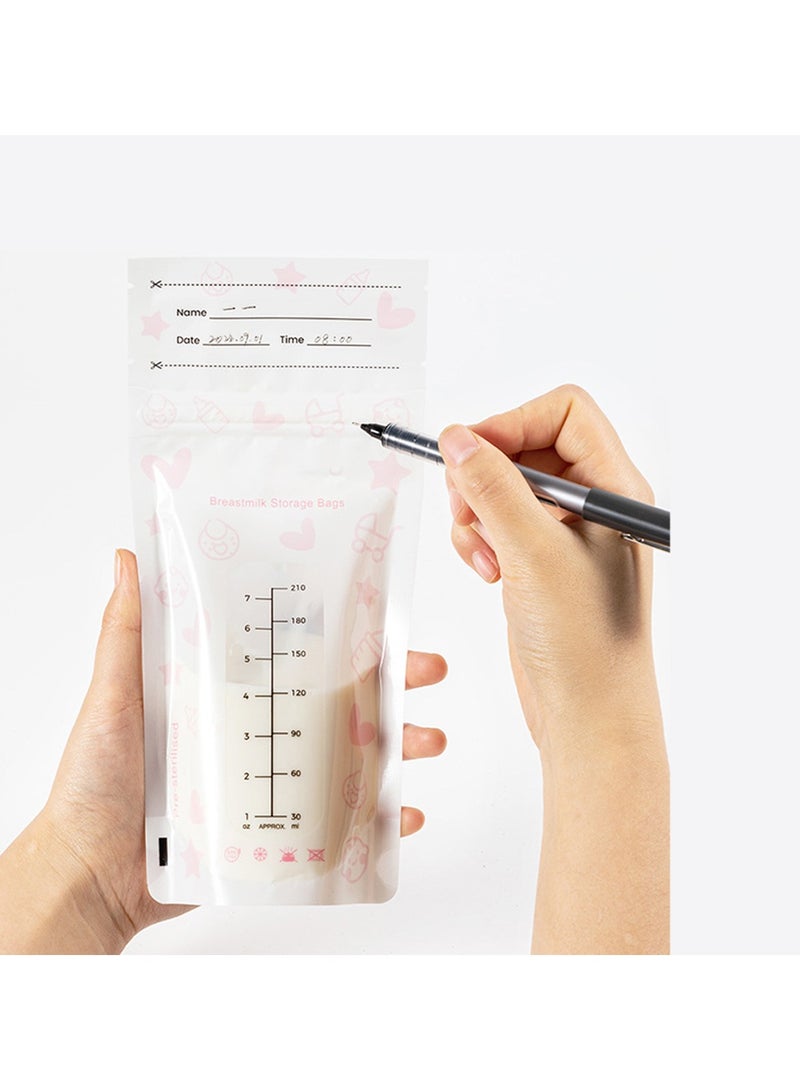 24Pack Breastmilk Storing Bags 210 ML Self Standing Milk Storage Container Presterilized Hygienically Doubled-Sealed for Freezing And Refrigeration Baby Essentials - Image 3
