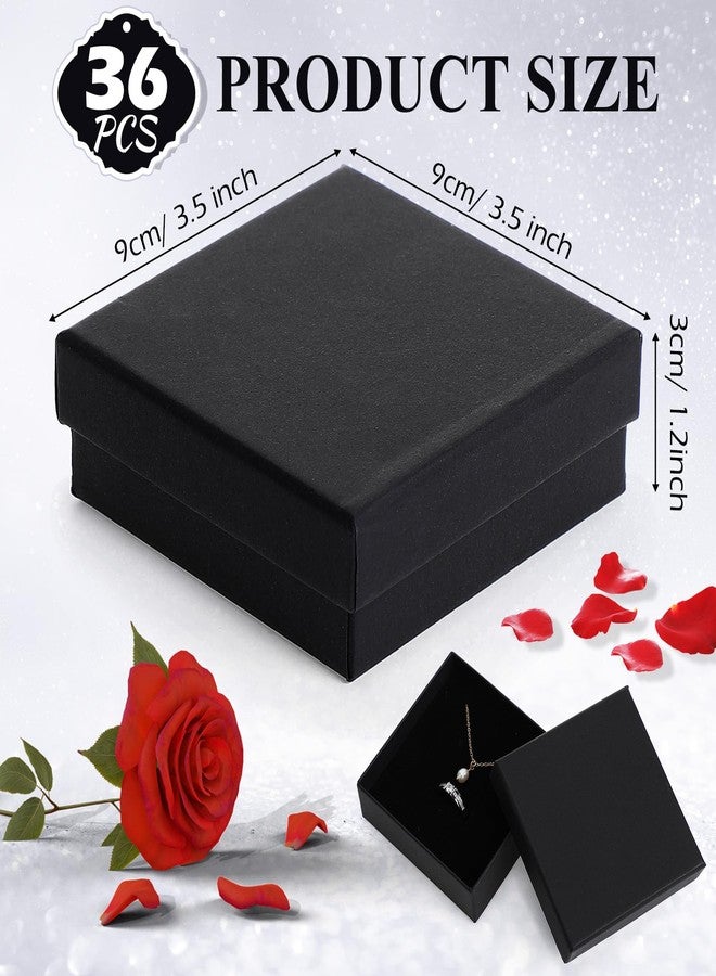 Batiyeer 36 Pcs Cardboard Jewelry Gift Boxes Jewelry Boxes Packaging Small Earring Gift Box with Lids for Necklace Ring(Black,3.5 x 3.5 x 1.2 Inch - Image 2