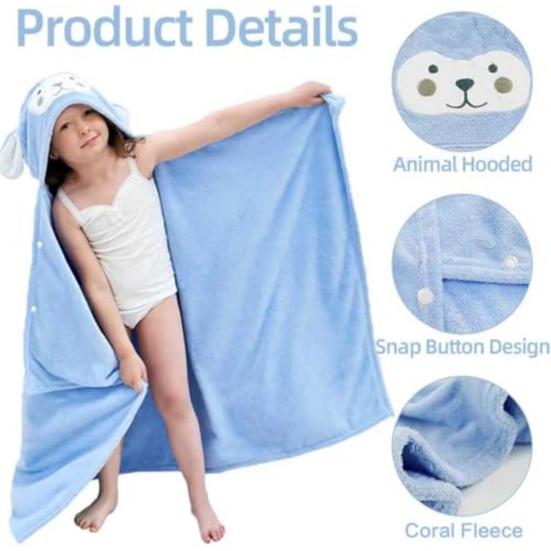 Hooded Bath Towel - Super Soft and Absorbent Coral Fleece, Rabbit Swim Cover-Up, Quick Dry Lightweight Pool and Beach Towel for Boys Girls Ages 3-10 90x150cm - Image 4