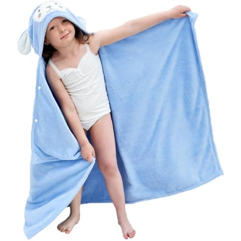 Hooded Bath Towel - Super Soft and Absorbent Coral Fleece, Rabbit Swim Cover-Up, Quick Dry Lightweight Pool and Beach Towel for Boys Girls Ages 3-10 90x150cm - Image 1