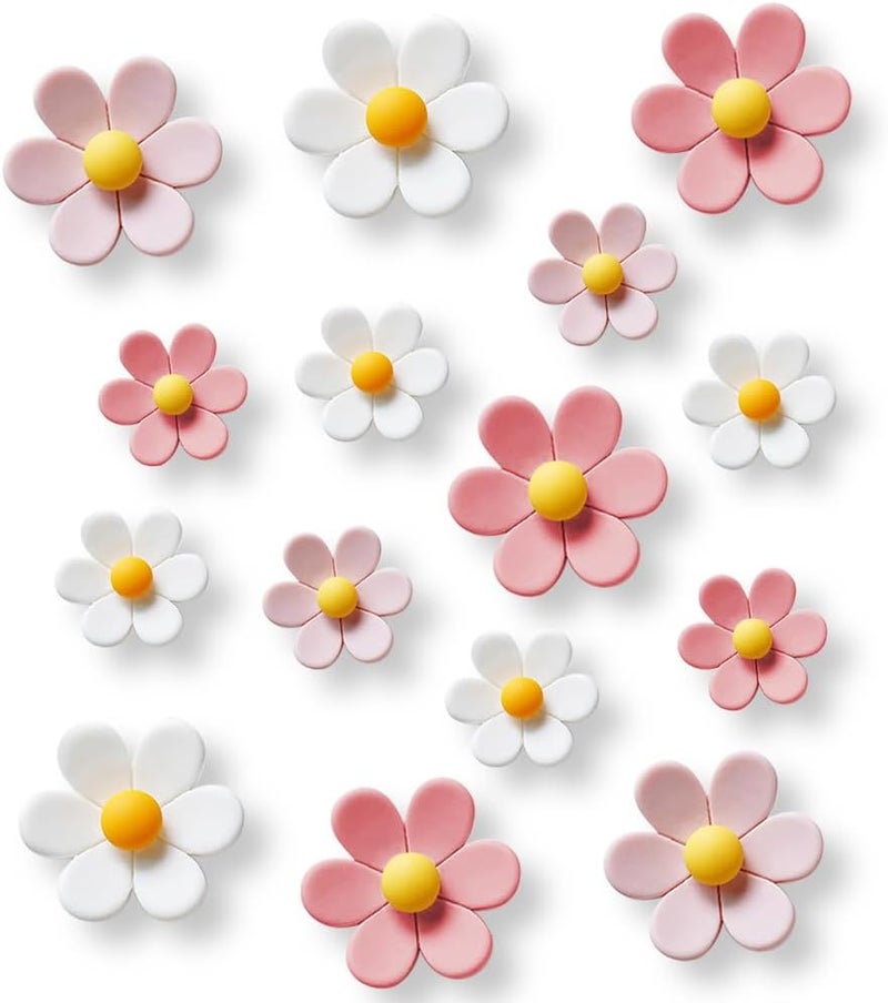 KEYDUACU 18 pcs - Cute Flower Magnet, Girl Pink Magnet for Fridge and Locker, Whiteboard, and Decoration（18 pcs - Flower-Pink - Image 1