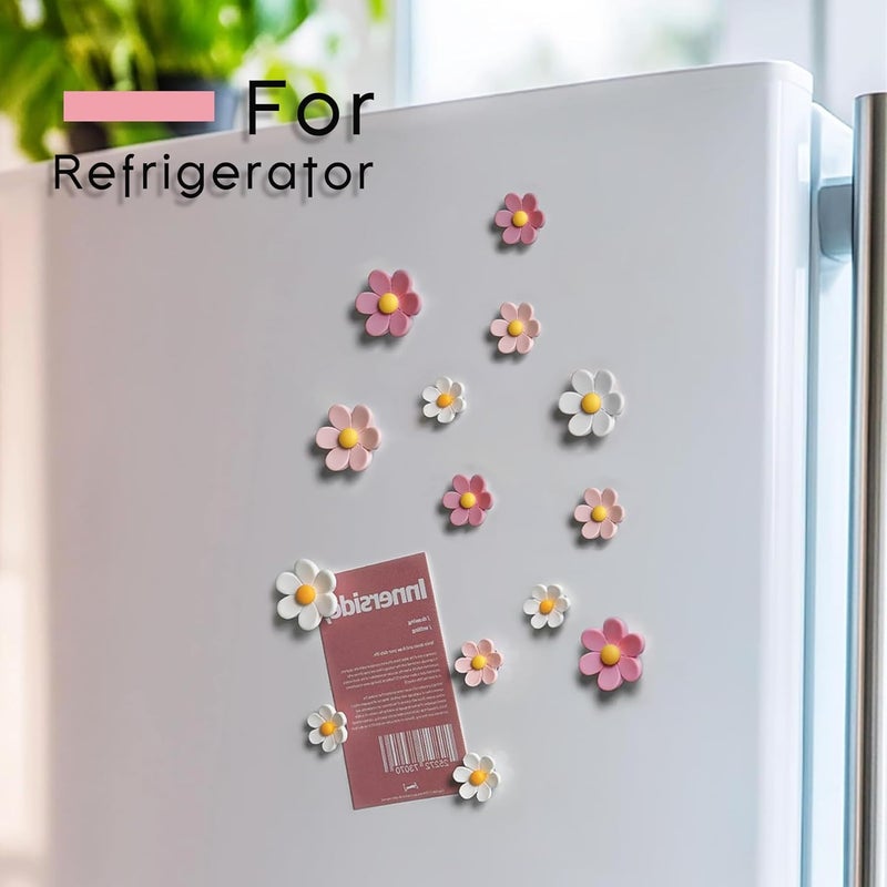 KEYDUACU 18 pcs - Cute Flower Magnet, Girl Pink Magnet for Fridge and Locker, Whiteboard, and Decoration（18 pcs - Flower-Pink - Image 2