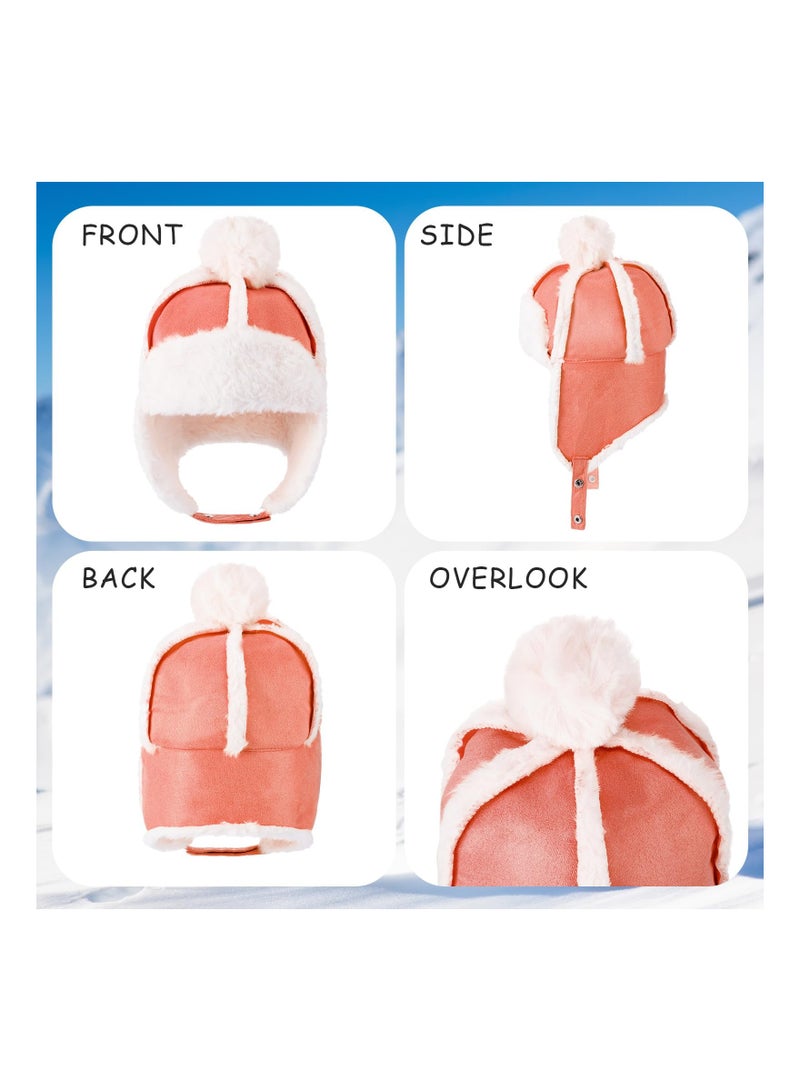 Excefore Infant Winter Hat, Baby Winter Trapper Hat, Winter Kids Beanie Hat, 2Pcs Baby Winter Trapper Hat Fabric Earflap Cap Warm Windproof  Snow Toddler Beanie for 0-4 Years Boys Infant Girls  - Image 4