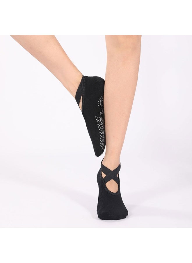 ECVV ECVV 4 Pairs Yoga Socks For Kids, Pilates Grips Socks Non-Slip Grips & Straps Ideal for Pilates, Pure Barre, Ballet, Dance, Barefoot Workout  - Image 2