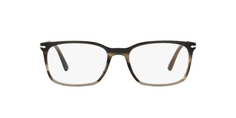 Persol Unisex PO3189V Rectangular Prescription Eyewear Frames Striped BrownGreyBlackDemo Lens 53 mm - Image 2