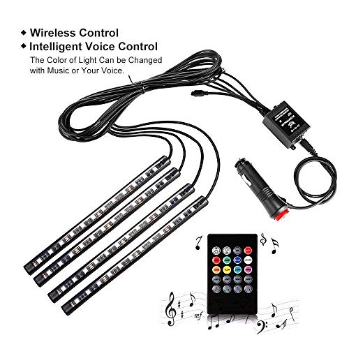 Aksmit Atmosphere Lights with 12x4 LED Strip Light 48 LEDs, DC 12V Multicolour Interior Ambient Lighting Kit Featuring Sound Active Function, Wireless Remote Control Works for All car - Image 5