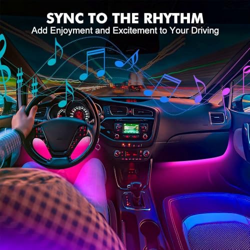 Aksmit Atmosphere Lights with 12x4 LED Strip Light 48 LEDs, DC 12V Multicolour Interior Ambient Lighting Kit Featuring Sound Active Function, Wireless Remote Control Works for All car - Image 2