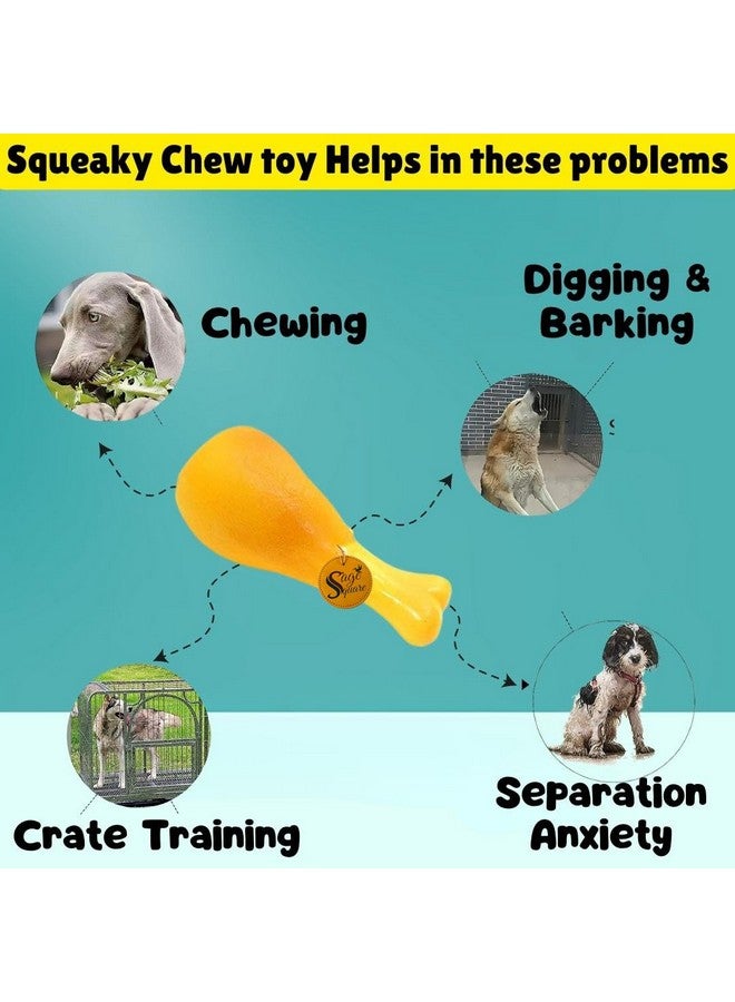 سايج سكوير لعبة مطاطية ملونة على شكل ساق دجاجة تصدر صوت صرير للكلاب من أجل المتعة والترفيه الآمن - مثالية للكلاب والجراء والقطط والقطط الصغيرة، ستبقي هذه اللعبة حيوانك الأليف مشغولاً ومحفزًا وسعيدًا - Image 4