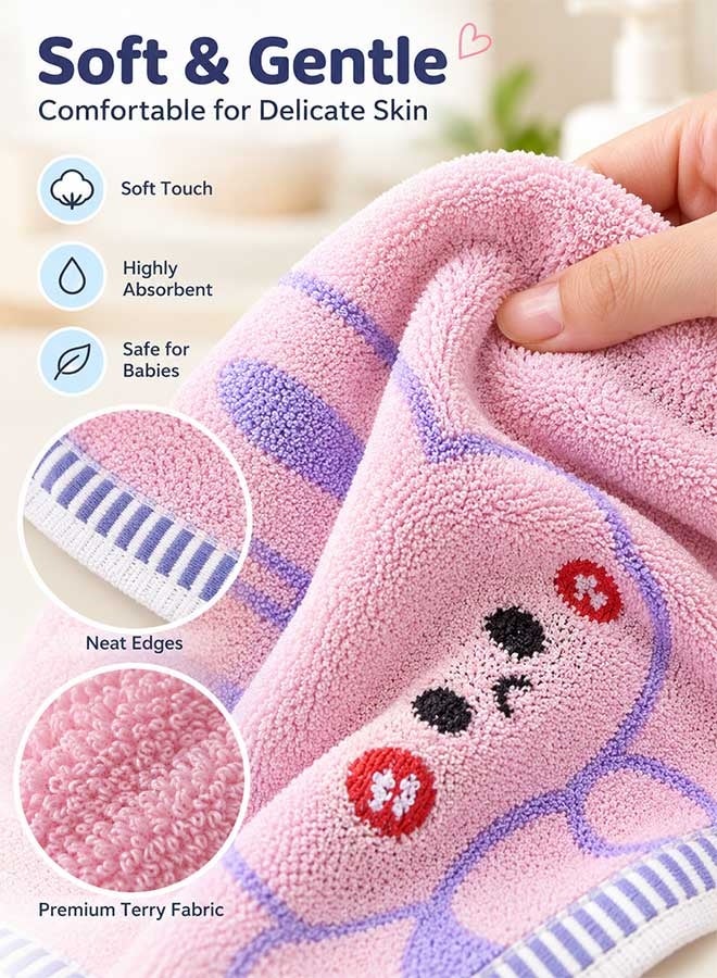 Super ZYouth 3 Pcs Baby Towels, Soft Absorbent Baby Washcloths with Cute Cartoon Design, Gentle Face & Hand Towels for Bathing, Feeding and Daily Cleaning - Image 2