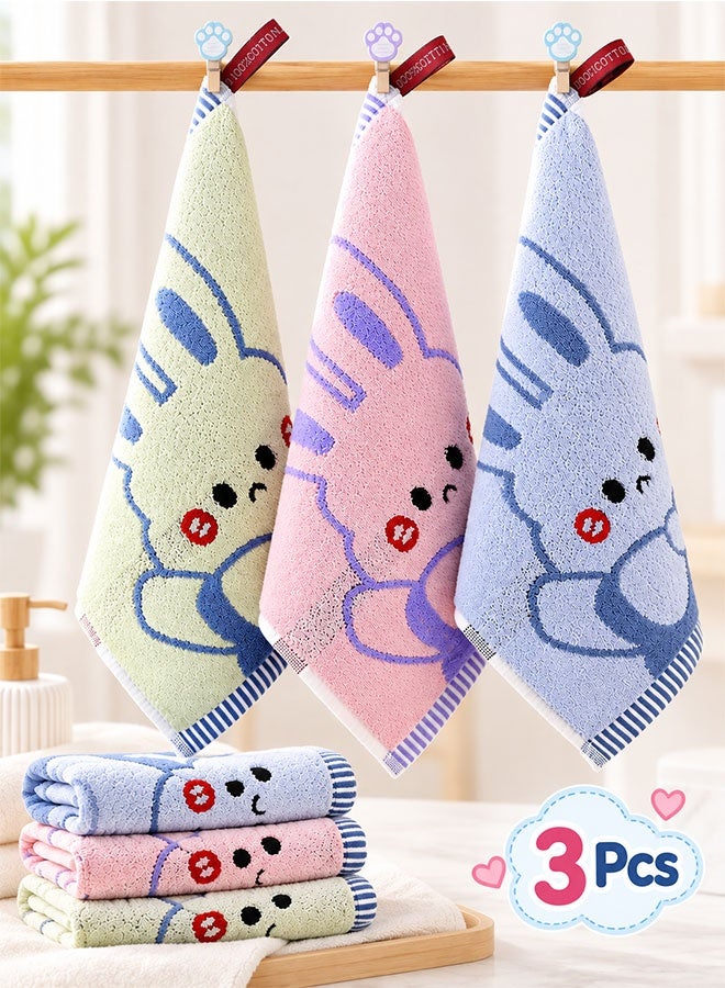 Super ZYouth 3 Pcs Baby Towels, Soft Absorbent Baby Washcloths with Cute Cartoon Design, Gentle Face & Hand Towels for Bathing, Feeding and Daily Cleaning - Image 1