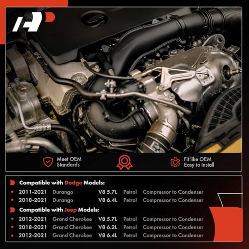 A-Premium مجموعة خرطوم تصريف مكيف A-Premium متوافقة مع جيب جراند شيروكي 2012-2021، دودج دورانجو 2011-2021، 5.7L 6.4L، من الضاغط إلى المكثف - Image 2