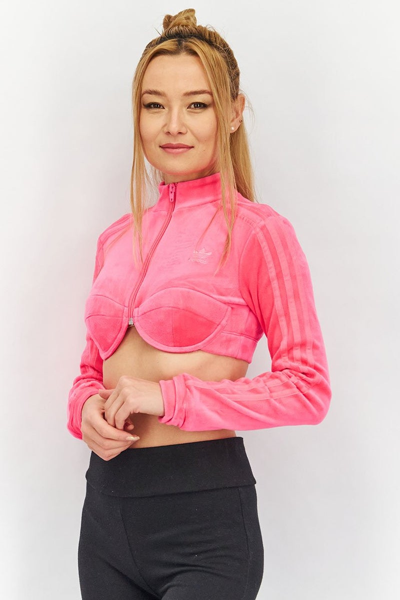 adidas Originals بلوزة كروب رياضية نسائية من جيريمي سكوت، وردية - Image 3