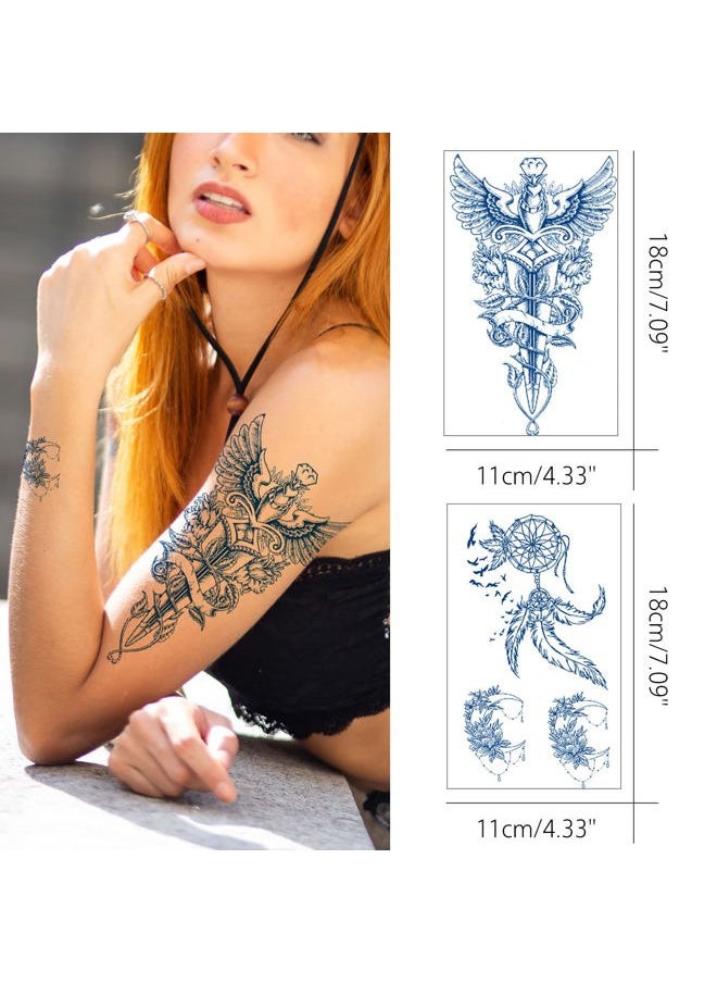 Aresvns - Semi Permanent Tattoos for Women and Girls,Waterproof Realistic Fake Tattoos That Look Real and Lasting 1-2 Weeks Christmas Gift Blue - Image 1