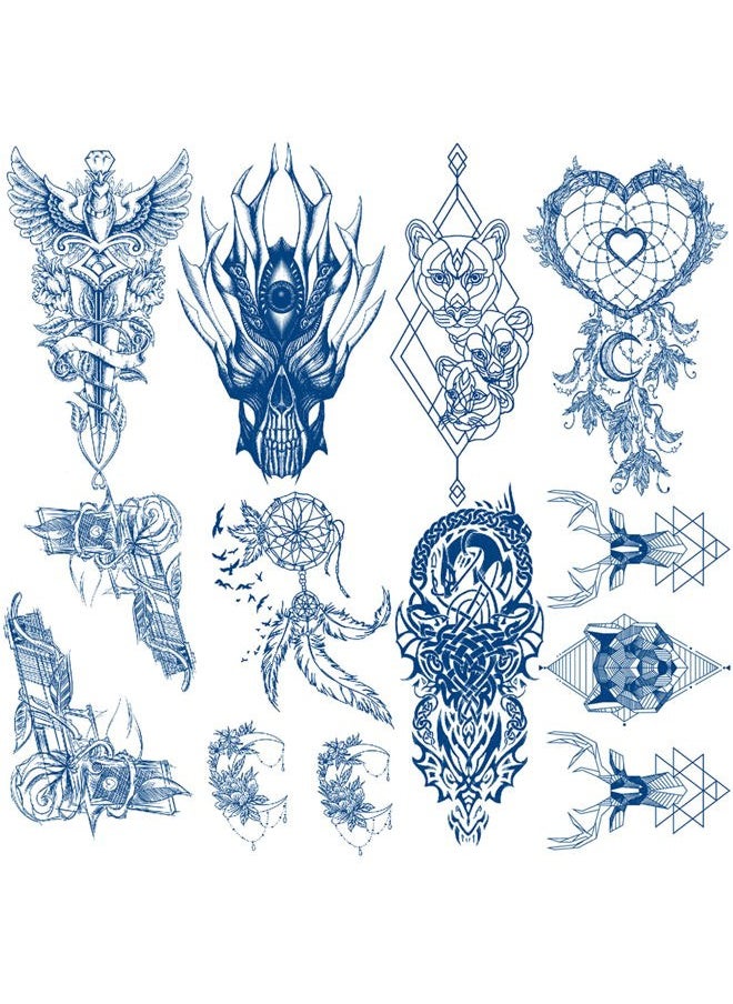 Aresvns - Semi Permanent Tattoos for Women and Girls,Waterproof Realistic Fake Tattoos That Look Real and Lasting 1-2 Weeks Christmas Gift Blue - Image 1