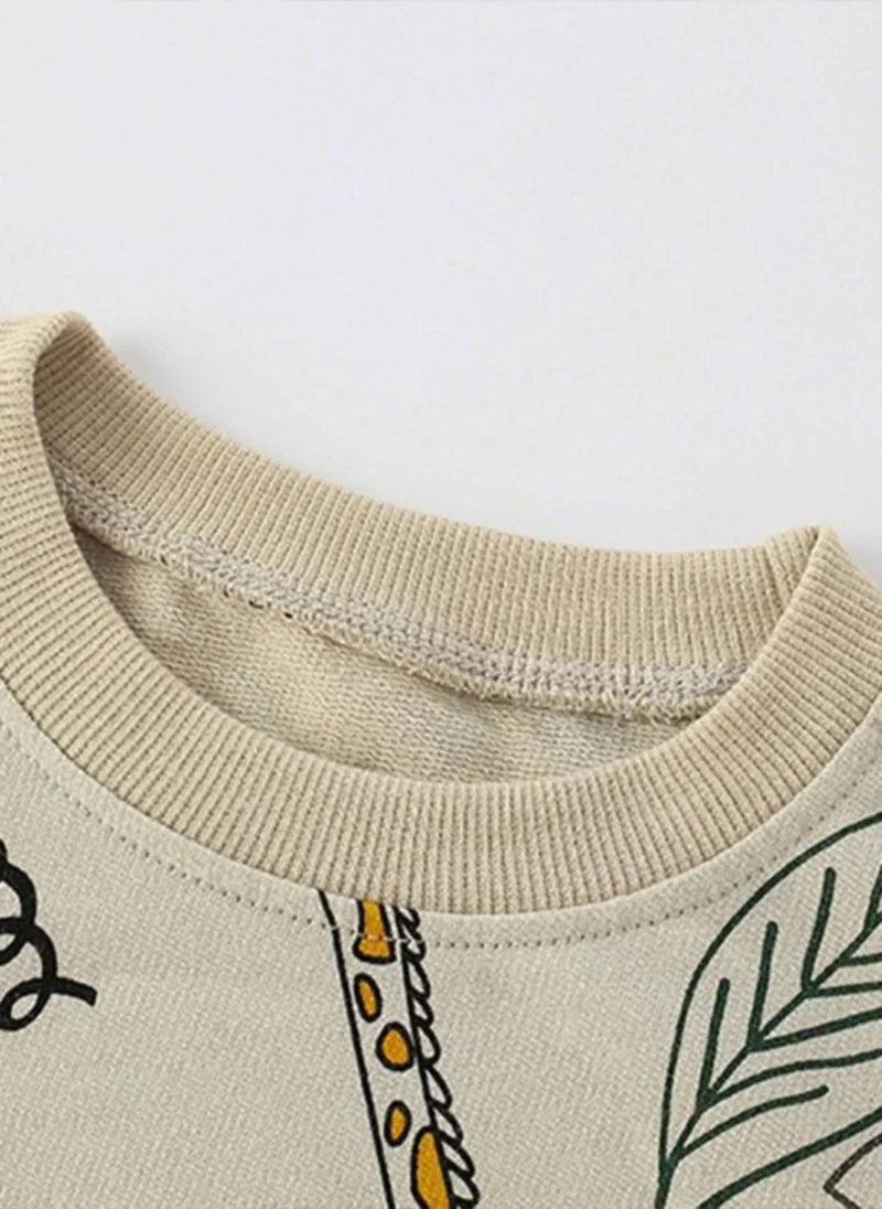 YUNIQEE Beige Graphic Printed Round Neck T-shirt