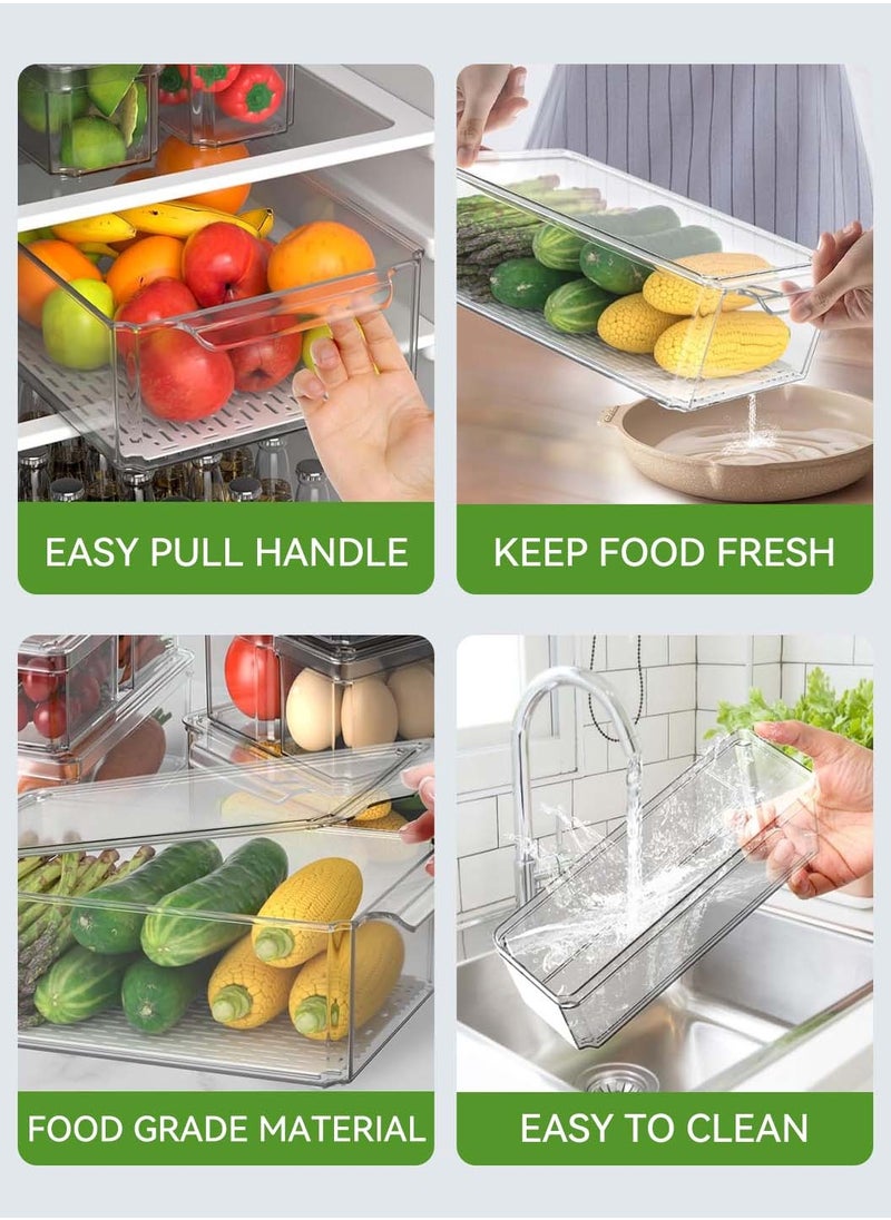 LEOKOR 14 Pack Fridge Organizer, Stackable Refrigerator Organizer Bins with Lids, BPA-Free Produce Fruit Storage Containers for Storage Clear for Food, Drinks, Vegetable Storage  - Image 5