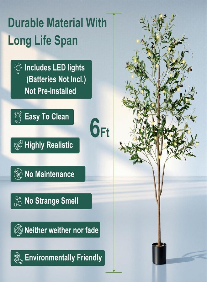 NOVAROOT Olive Tree, 6FT Tall Faux Olive Tree with Moss and Planter, Olive Trees Artificial Indoor with Realistic Wood Trunk and Lifelike Fruits, Fake Olive Tree for Home Office Living Room Decor - Image 3