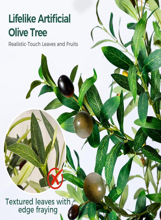 NOVAROOT Olive Tree, 6FT Tall Faux Olive Tree with Moss and Planter, Olive Trees Artificial Indoor with Realistic Wood Trunk and Lifelike Fruits, Fake Olive Tree for Home Office Living Room Decor - Image 4