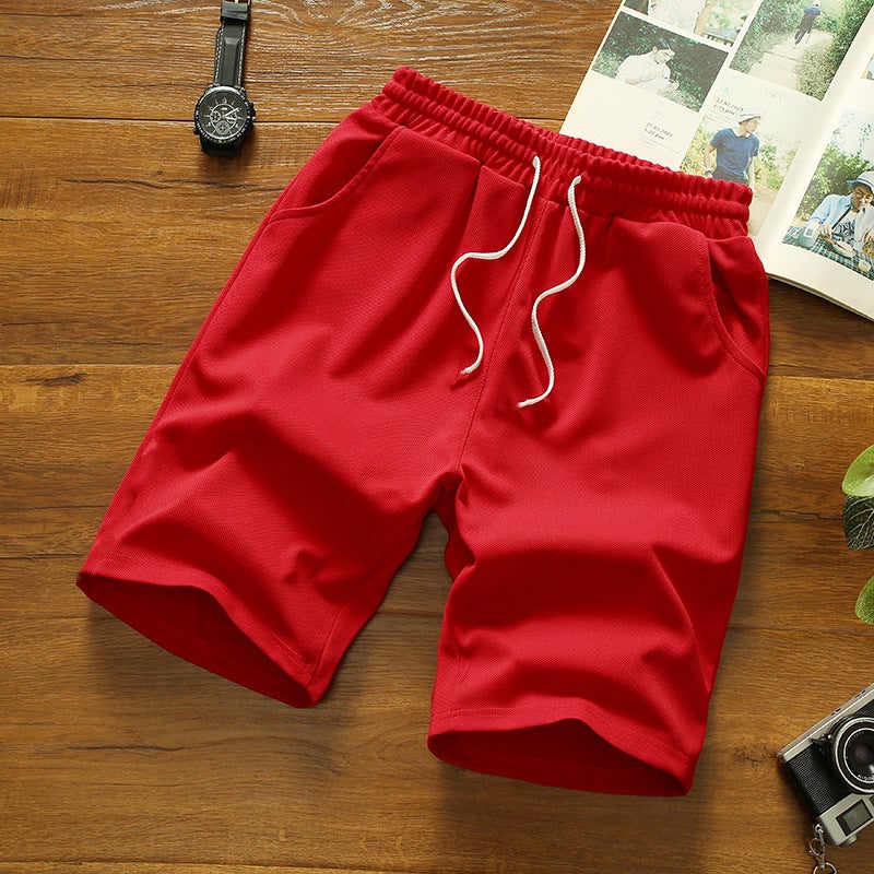 Summer Five-point Pants Mens Cross-border Foreign Trade Summer Beach Pants Mens Casual Running Sports Shorts Mens 5-point Straight Ins Red [five-quarter pants] 
