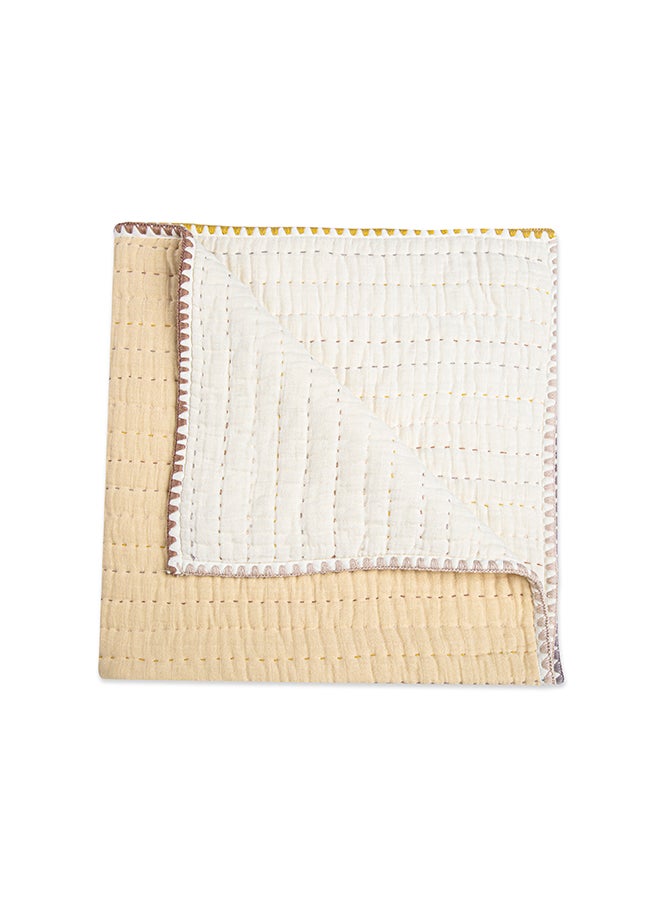 Crane BABY Blanket, Soft Cotton Quilted Nursery And Toddler Blanket For Boys And Girls, Light Yellow, 36 X 36 Inch  - Image 1