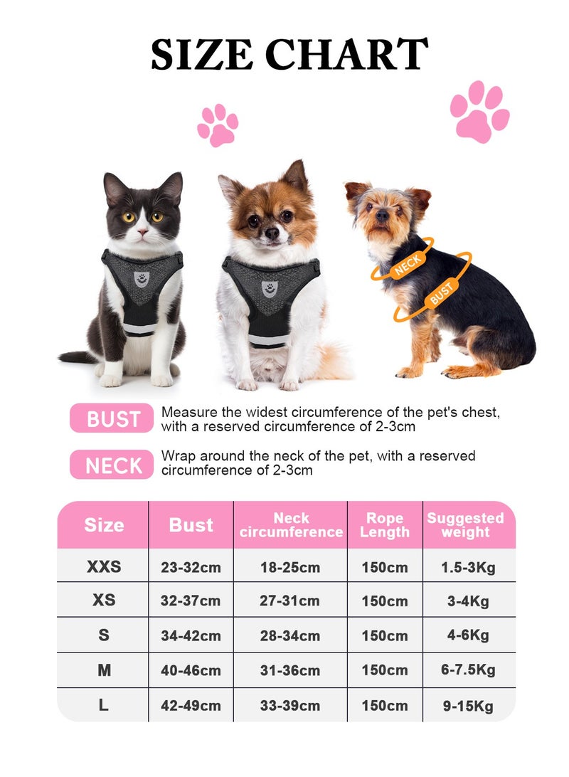 URbazaar Dog Harness with Leash Set,No Pull Adjustable Reflective Step-in Puppy Harness with Padded Vestfor Extra-Small/Small Medium Large Dogs and Cats - Image 2