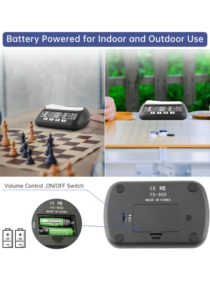 KASTWAVE Chess Clock Digital Chess Timer with Countdown Alarm Bonus and Delay Functions Professional Chess Clock Timer for Board Games (Battery Included) - Image 4