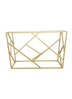 YINZUO Modern Gold Console Table with Clear Tempered Glass Top – Metal Frame, Matte Gold Finish, Decorative Entryway Table for Living Room, Hallway, or Office – Available in 3 Sizes  - Image 2