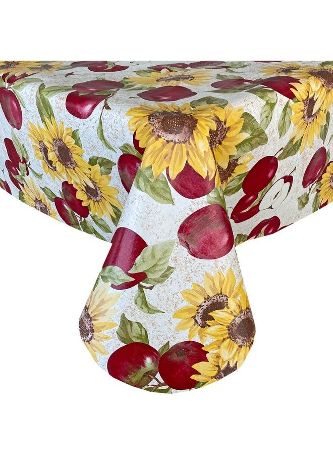 Newbridge Daybreak Apples Cottage Print Vinyl Flannel Backed Tablecloth Apples And Sunflower Design Indoor/Outdoor Waterproof Tablecloth For Patio And Kitchen Dining 52 Inch X 52 Inch Square - Image 4