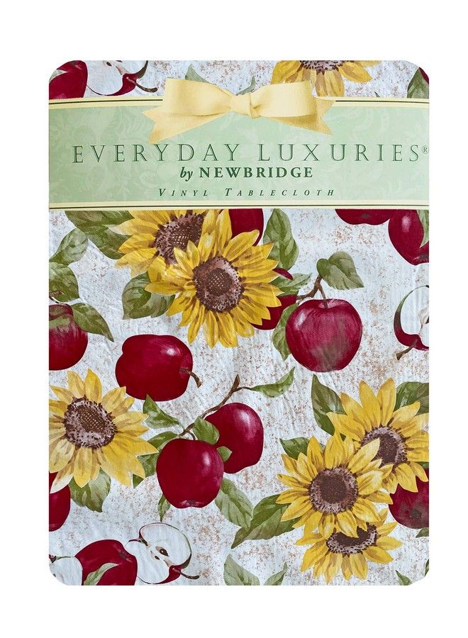 Newbridge Daybreak Apples Cottage Print Vinyl Flannel Backed Tablecloth Apples And Sunflower Design Indoor/Outdoor Waterproof Tablecloth For Patio And Kitchen Dining 52 Inch X 52 Inch Square - Image 3
