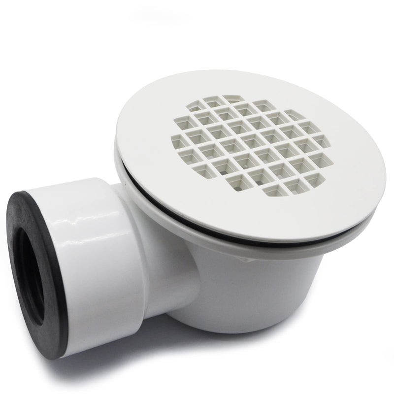 Low Profile Shower Drain 15 Side Outlet Drain Assembly with Perforated Strainer for 15 or 2 Replacement Shower Base PVC Side Outlet Drain
