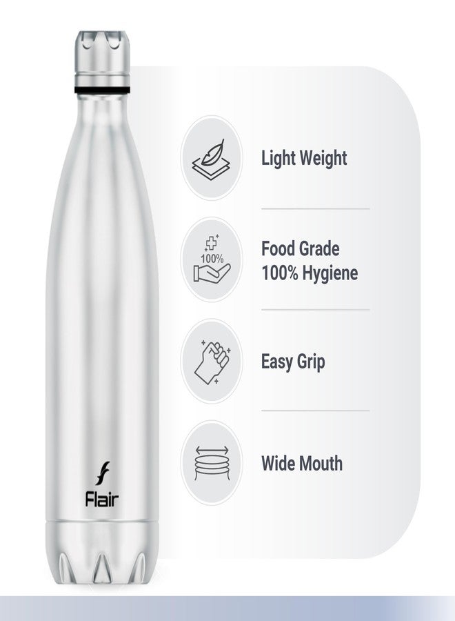 Flair Thermosteel Triumph 750ml Insulated Bottle - Silver & Black, Upto 24 Hours Hot and Cold, Leak Proof, BPA Free, Ideal for Travel, Hiking, Travel Bottle and Everyday Use - Image 5