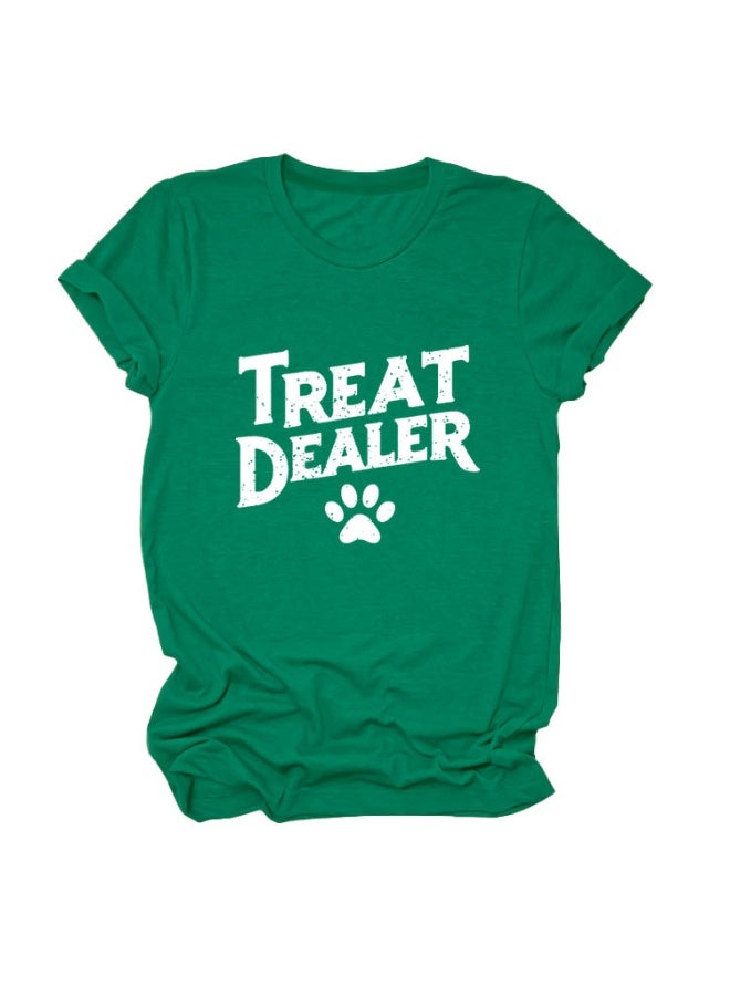 Treat Dealer T Shirt for Women Cute Dog Paw Print Graphic Tees Funny Dog Mom Shirt Puppy Lover Gifts Casual Tops - Image 1