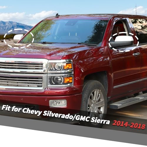 Jimen Fit for Chevrolet Silverado/GMC Sierra 2014-2018, Fit for Chevy Suburban 2014-2018, Fit for Chevy Tahoe/GMC Yukon 2014-2018, 2PCS Outside Rearview Mirror Cover Caps (White) - Image 2