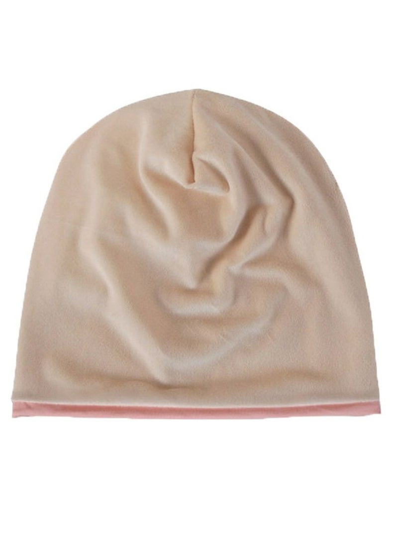 Infinity Scarf Headwear Cap Solid Color Thickened Plush Beanie Hat Pink  - Image 2