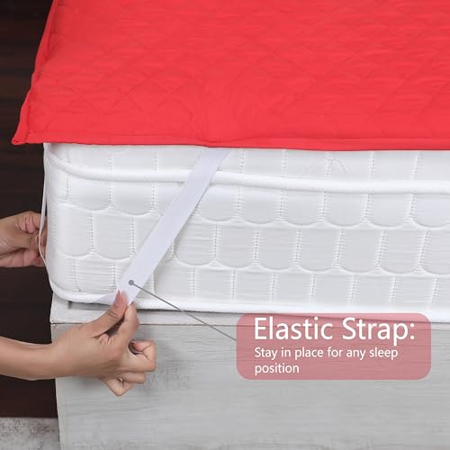 AVI 100% Waterproof & Dustproof Polyester Mattress Protector for Twin Size Bed Mattress- with Elastic Bands (48" X 72",Red) - Image 3