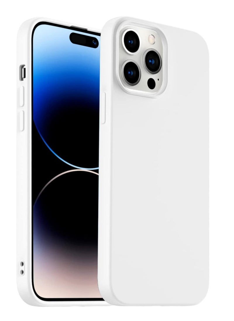 Raxoom Designed For iPhone 14 Pro, Silicone Slim Shockproof Case with Soft Scratch Resistant Microfiber Liner, [Enhanced Camera Protection] 6.1"(White) - Image 1