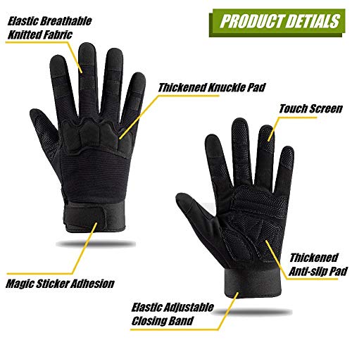 HYCOPROT Full Finger Tactical Gloves, Touch Screen Knuckle Protective Breathable Lightweight Outdoor Military Gloves for Shooting, Hunting, Motorcycling, Climbing (Medium, Green) - Image 2