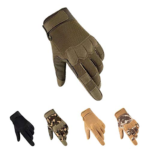 HYCOPROT Full Finger Tactical Gloves, Touch Screen Knuckle Protective Breathable Lightweight Outdoor Military Gloves for Shooting, Hunting, Motorcycling, Climbing (Medium, Green) - Image 1