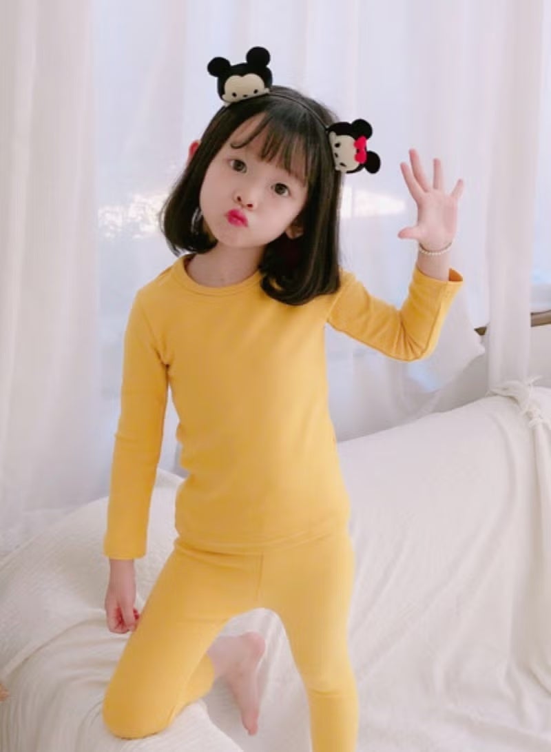 مجموعة ملابس داخلية حرارية للأطفال بلون واحد، قمصان وسروال ناعم، مجموعة ملابس نوم ناعمة للأطفال - Image 5