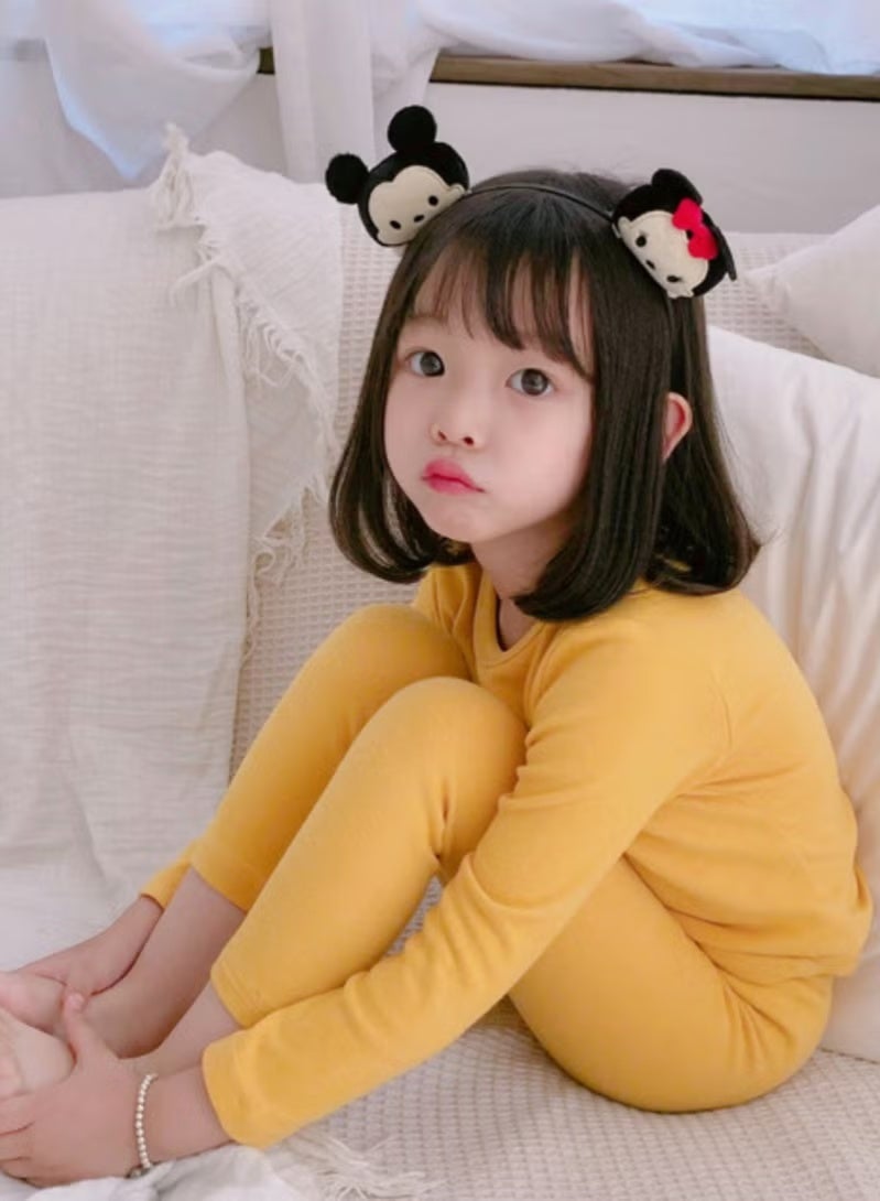 مجموعة ملابس داخلية حرارية للأطفال بلون واحد، قمصان وسروال ناعم، مجموعة ملابس نوم ناعمة للأطفال - Image 2