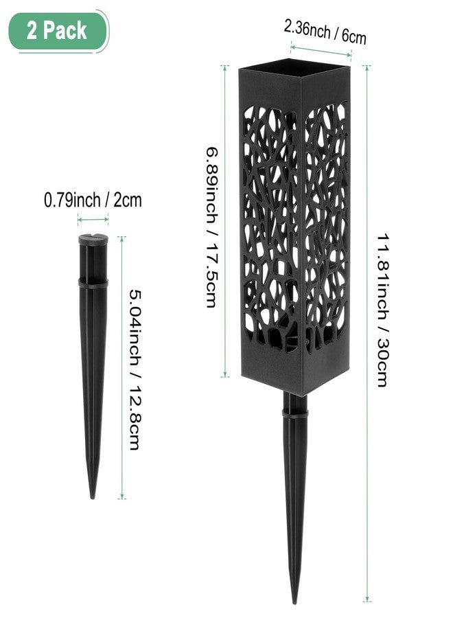M METERXITY 2-Pack Cemetery Vases with Spikes, Plastic Flower Holder Grave Decorations Drainage Holes for Gravestone/Headstone/Memorial/Cemetery/Grave Markers, Floral Holder Vases [Black] - Image 3