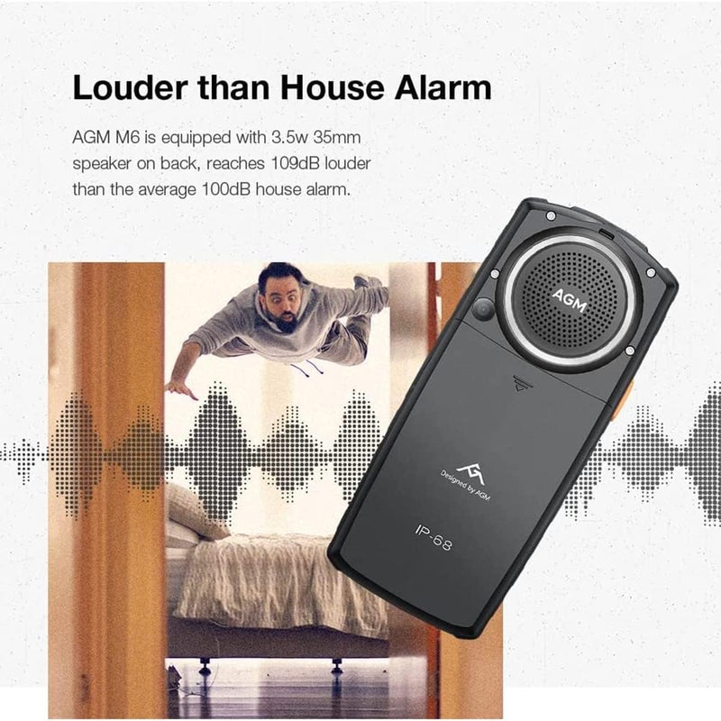 AGM M6 Rugged Phone, Basic Cell Phone, 4G Feature Phone, Simple Mobile Phones, Waterproof/Drop-Proof, Large Buttons | Large Font, 109dB Powerful Speaker, Dual SIM Cards, 48+128MB, 2500mAh - Image 3