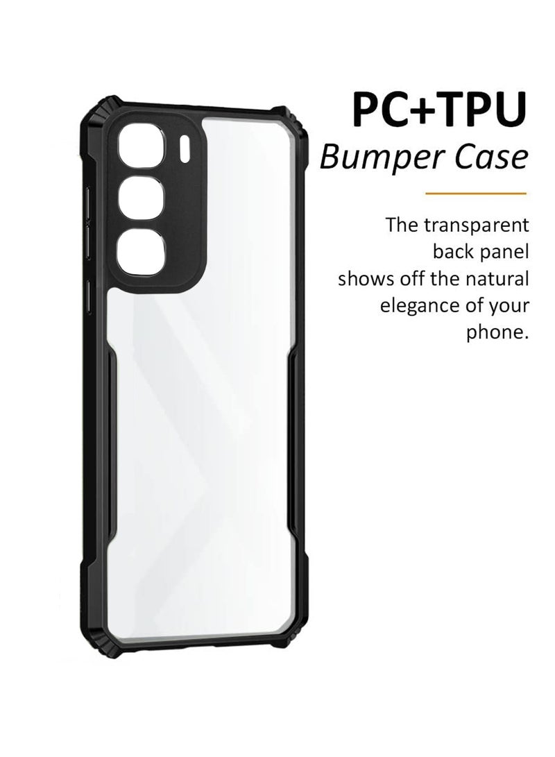 دبليو تيك غطاء حافظة نحيفة لهاتف Infinix Hot 60 Pro+ 4G 2025 من السيليكون الهجين TPU مع ممتص صدمات مدرع مرتفع (MCAPSA) - شفاف/أسود - Image 2