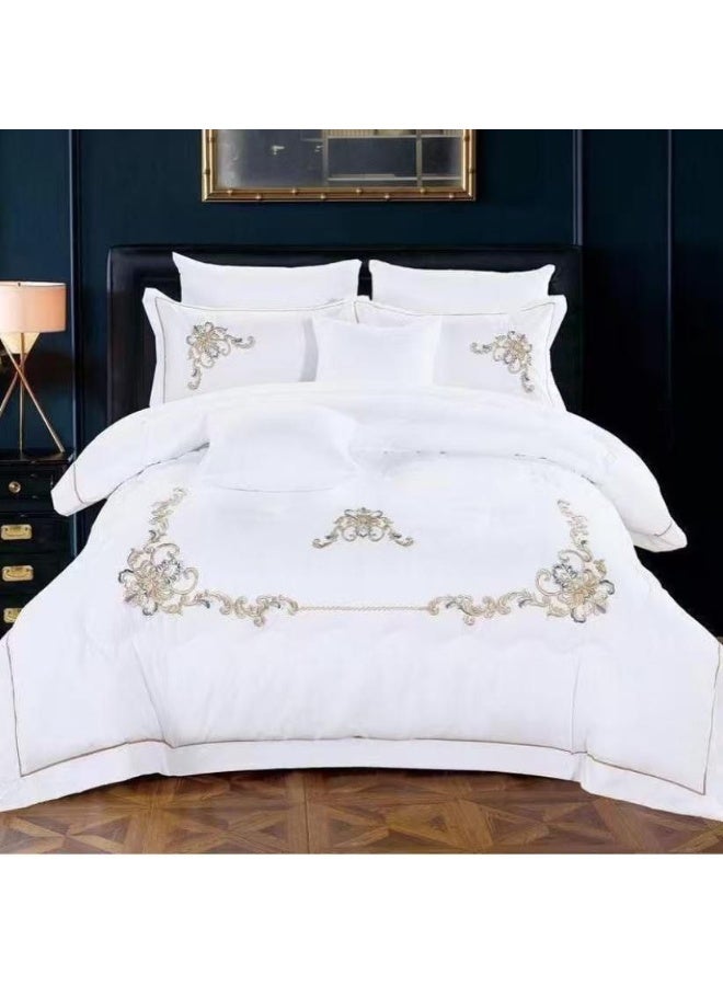 King Size Duvet Set, 6 Piece, Embroidered Design, Duvet 220x240 cm, Fitted Sheet 200x200 cm, Pillow Covers 50x75 cm
