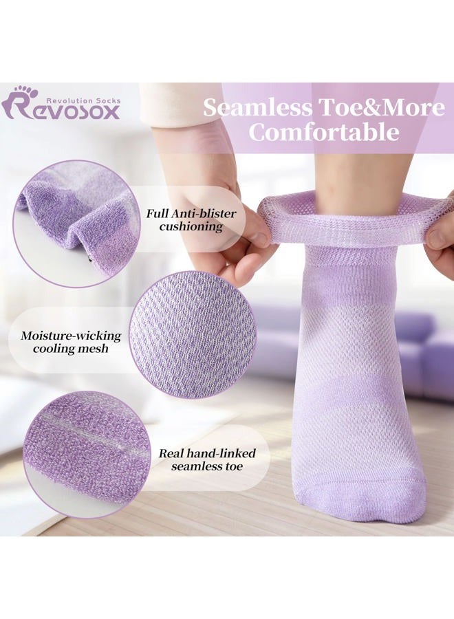 Revosoxs Diabetic Socks for Women Men,5 Pairs Non Binding Diabetic Ankle Wide Stretchy Loose Seamless Socks(Black-Medium) - Image 3