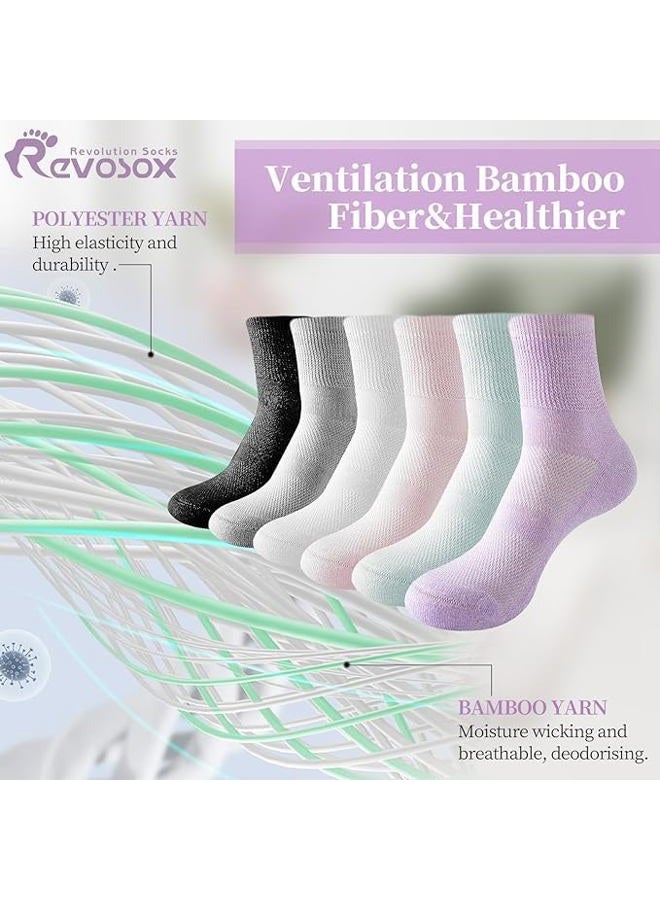 Revosoxs Diabetic Socks for Women Men,5 Pairs Non Binding Diabetic Ankle Wide Stretchy Loose Seamless Socks(Black-Medium) - Image 4