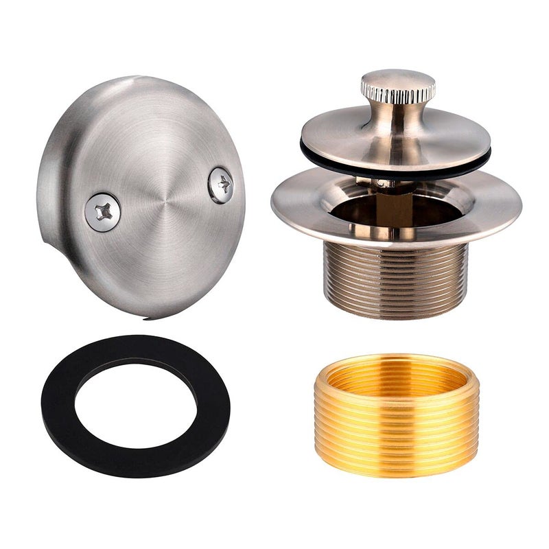 Co-Chris Bathtub Drain Conversion Kit Assembly Lift and Turn Tub Drain Kit Brass Construction Easy Installation Brushed Nickel 