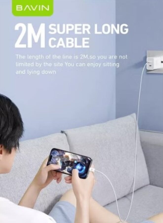 Bavin CB296   PD 30W Fast Charging Data Cable Nylon Braided Cable Wire USB C Type-C To Lightning Supports All Devices 2m Length - Image 2