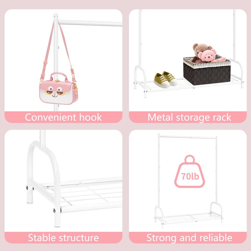 Becomrock Kids Clothing Rack, Small Clothes Shelf with Metal Storage Shelf, Kids Dress Up Storage Rack, (White) - Image 5