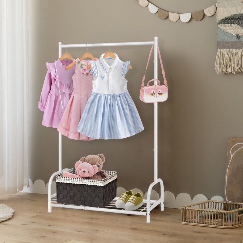 Becomrock Kids Clothing Rack, Small Clothes Shelf with Metal Storage Shelf, Kids Dress Up Storage Rack, (White) - Image 2